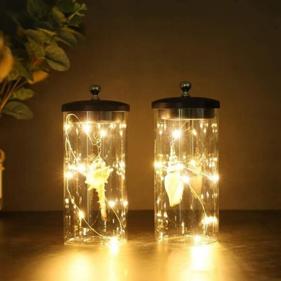 Set of 2 Sea Shell Pendant Decorative Lamp Battery Powered Light - Picture 5 of 6